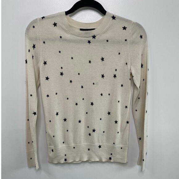Banana Republic Silk Cashmere Crewneck Sweater Cream Stars America 4th Women XS - Picture 5 of 11
